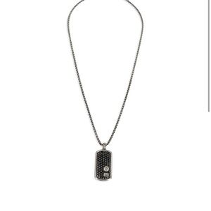 David Yurman Black Pave Diamond Tag Pendant ONLY (Chain Not Included)